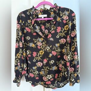 LOFT Women's Floral Blouse - Black, Pink, Yellow
